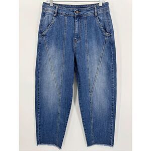 WRAP LONDON High Rise Wide Leg Raw Hem Jeans Size 31